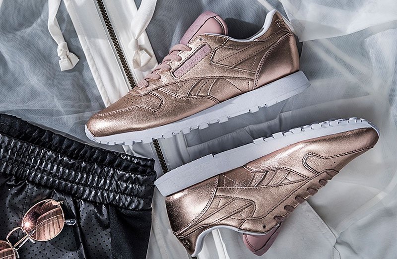 Reebok classic leather metal rose gold on sale