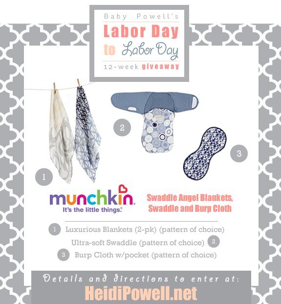 #BabyPowell Munchkins Swaddle Angel Giveaway at Http://heidipowell.net