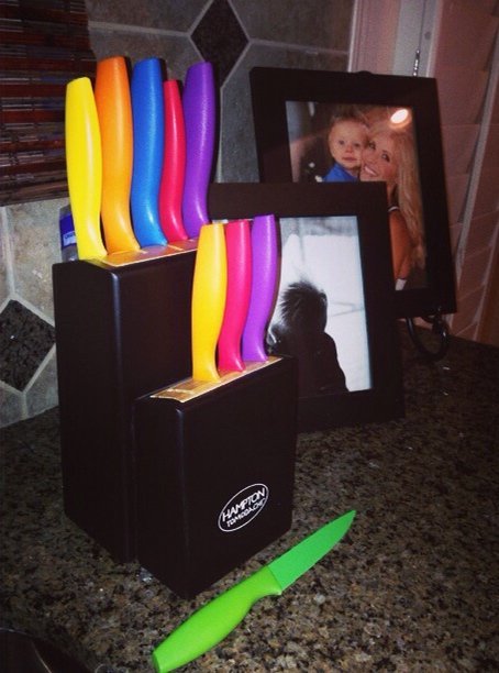 Colorful kitchen knives sure to make cooking enjoyable. Learn more at https://heidipowell.net/3951