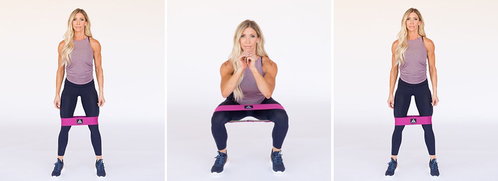 Pulse squats with online resistance band